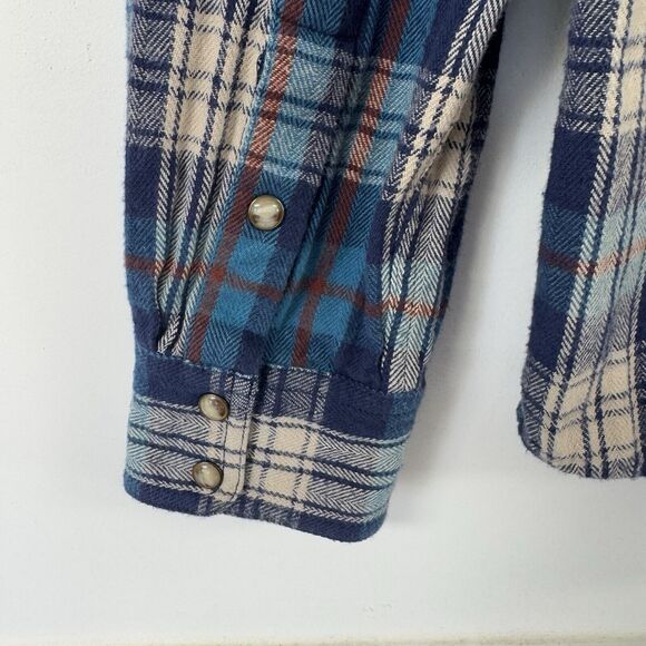 Ariat Huntleigh Retro Plaid Long Sleeve Snap Western Flannel Shirt Small Blue - Picture 5 of 14